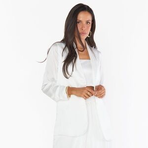 Show Me Your Mumu Felix White Satin Blazer Size L